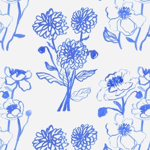 blue flowers on light grey