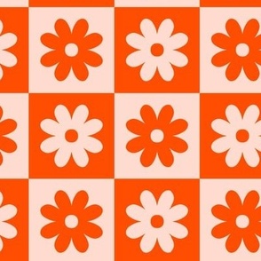 checkerboard flower_orange & pink