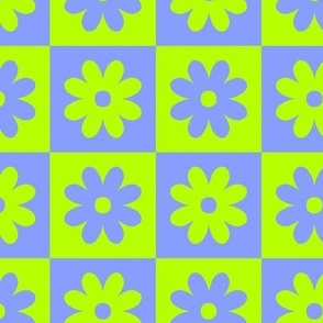 checkerboard flower_green & blue