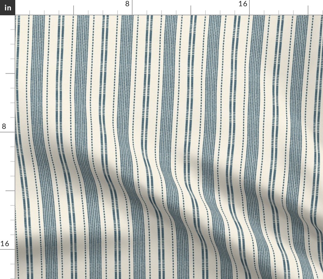 (small scale) stitches stripes - stone blue/cream - LAD23