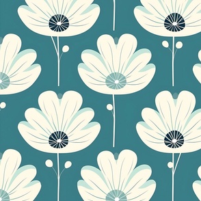 Jumbo Teal Tapestry: The Floral Fantasia