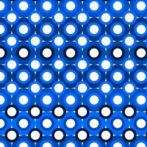 Monochrome Cobalt and Navy Blue Horizontal Stripe Circles, Bold Minimalism; 4800, v03— dining, bedding, living and decor, polka dot, cerulean, sky, ocean, bedding, sheets, blanket, duvet, kitchen, tablecloth, table runner, wallpaper