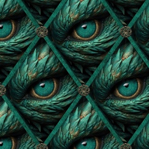 Emerald Enigma Dragon Eye Fantasy Pattern Teal Green