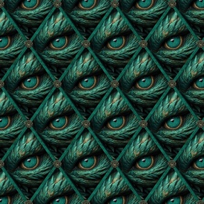 Emerald Enigma Dragon Eye Fantasy Pattern Teal Green Smaller Scale