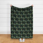 Fantasy Creature Dragon Eye Mystic Green Gold Pattern