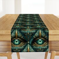 Fantasy Creature Dragon Eye Mystic Green Gold Pattern