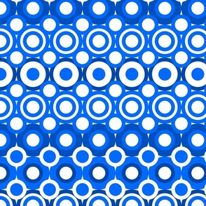 Cobalt Maximal Monochrome Horizontal Striped Dots—4800, v04; blue, cerulean, sky, glam, circles, polka dots, modern, abstract, duvet, sheets, bedding, wallpaper, tablecloth, table linens