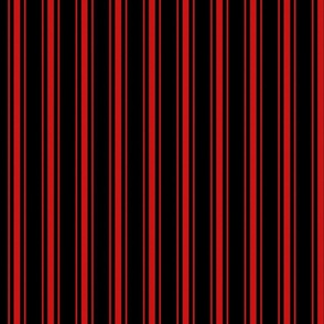 Small Mattress Ticking Wide Striped Pattern Jet Black on Red