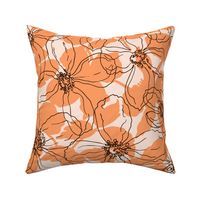 Monochrome minimalist clematis on very light orange - Large scale