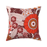 Retro Florals - Monochromatic - Orange - Cabin comfort - Duvet cover