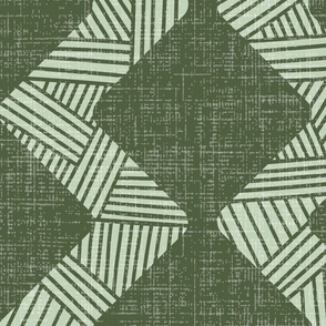 mud cloth earthy green khaki olive & pale green linen texture geometric zig zag