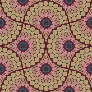 24” Radiant Royal Circle Dot Mandala Mirrored Scallop Pattern - Large