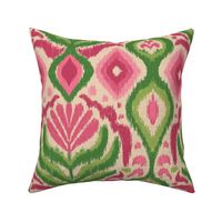 Pink and green ikat on linen  texture 14”