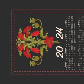 Woodland Poppies Scallop-2024 Calendar