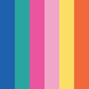 Bright Summer Fun Broad Vertical Stripes - Medium Scale - Blue Green Pink Yellow Orange Multi-colored