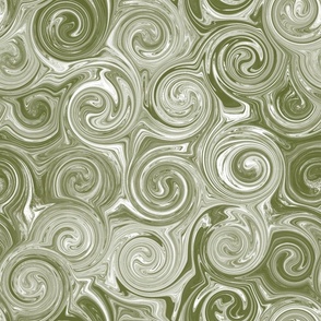Olive Green Abstract Swirls Pattern