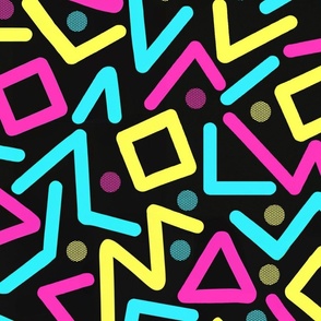 Groovy 90s - Retro shapes in pink, yellow and blue L