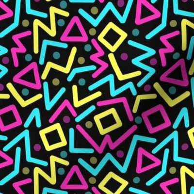 Groovy 90s - Retro shapes in pink_ yellow and blue S