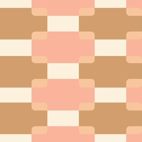 Boho Oblong Checks in Brown and Pink Large