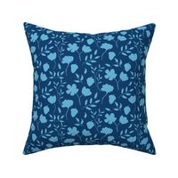 Forest meadow silhouette pattern - Blue - medium pattern size