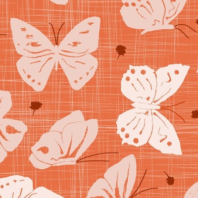 Orange Wing Moth Fabric, Wallpaper and Home Decor