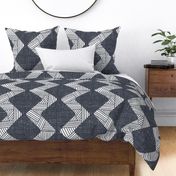 mud cloth navy & white linen texture geometric zig zag