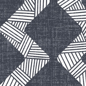 mud cloth navy & white linen texture geometric zig zag