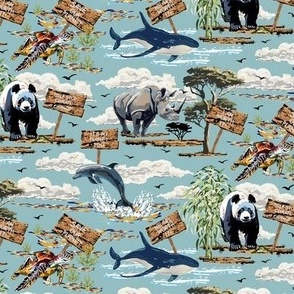 Green Earth Climate Action, Wildlife Sea Life, Wild Animals, Climate Change, Panda, Sea Turtle, Rhinoceros, Giant Panda (Small Scale)
