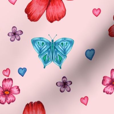 Butterfly and Flowers 