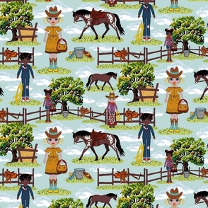 Kids Western Horse Wild West Cowgirl Cowboy Horse Ranch, Appaloosa Pony Toile (Medium Scale)