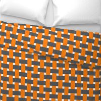 Tennessee Basket Weave Plaid - Orange, Smoky Grey - Large