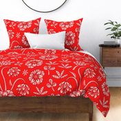 ABLOOM Boho Garden Floral Botanical in Monochromatic Crimson Scarlet Red - JUMBO Scale - UnBlink Studio by Jackie Tahara