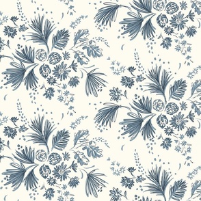 Montecito floral in ivory soft teal