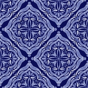 Monochromatic  Blue Watercolor Tile