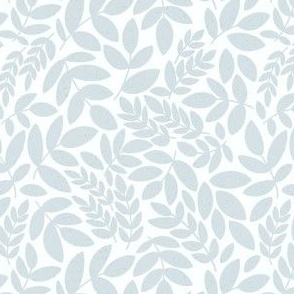 Lullaby Leaves - Small - Blue, Soft, Flowing, Peony, Zinnia, Leaves, Garden, Florals, Flowers, Grey