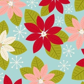 Retro Holiday Poinsettias (Vintage Winter) - LARGE