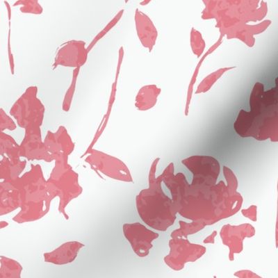 (L) Delicate Peony Flowers in Raspberry Pink and White | Large Scale