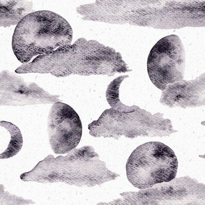 Lunar Violet Dreams Watercolor Clouds 12in grey