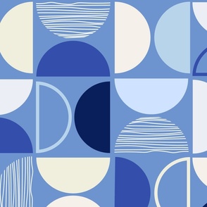 Bold Geometric | 1/2 Circles | China Blue | XL