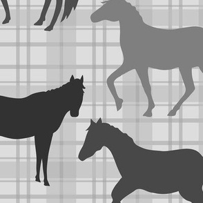 Horse on Gray Plaid Large 12"