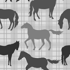 Horse on Gray Plaid Medium 8"