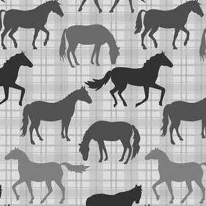 Horse on Gray Plaid Small 4"