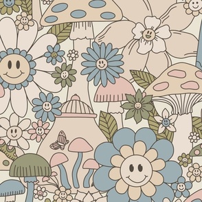 Retro Wonderland - Blue Daisies