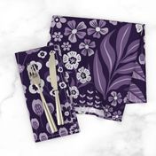 Midnight Purple Whimsical Cottage Floral