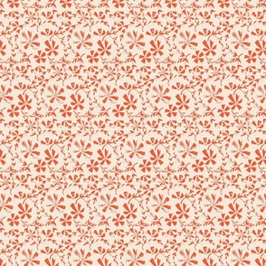 Painterly floral in Coral red and cream