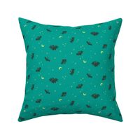 Halloween Bats with Moon & Stars in Teal Colorway