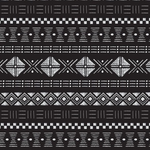 Tribal African Mud Cloth in monochromatic Grey - Medium