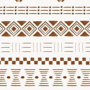 Tribal African Mud Cloth in Brown Cream monochromatic Duvet Cover - LARGE