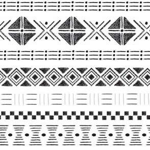 Modern African Mud Cloth in Black and white -Large