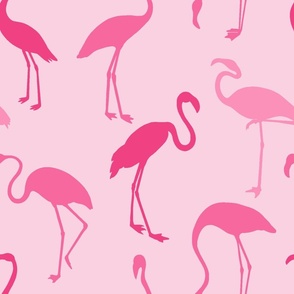 Pink Flamingos Monochromatic Silhouettes